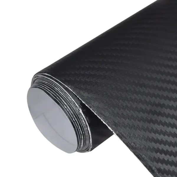 3D süsinikkiu välimusega iseliimuv autokile, must PVC, 100 x 150 cm – 2