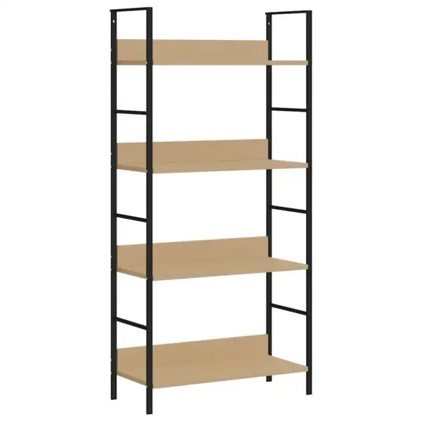 4-korruseline raamaturiiul tamm ja must, tehispuit ja teras, 60 x 27,6 x 124,5 cm – 2