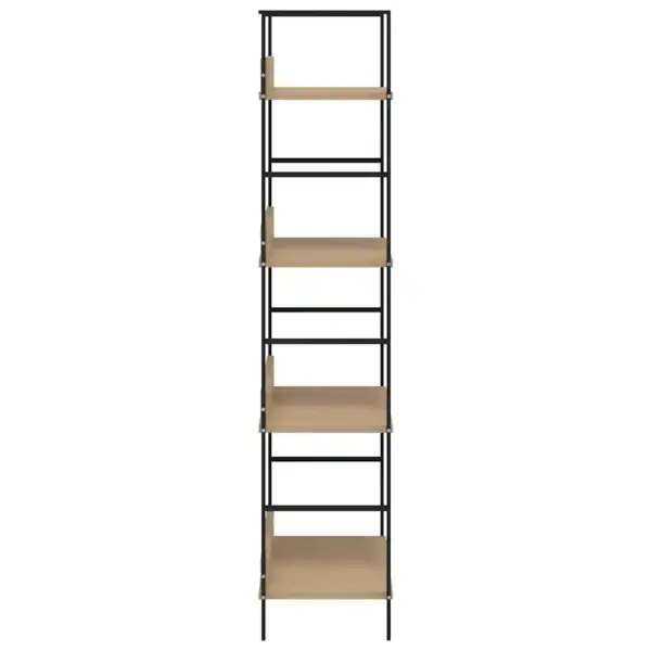 4-korruseline raamaturiiul tamm ja must, tehispuit ja teras, 60 x 27,6 x 124,5 cm – 6