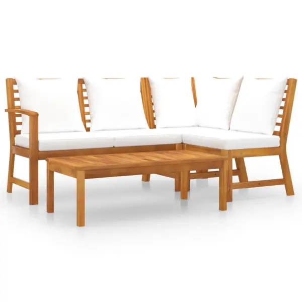 4-osaline akaatsiapuidust aiadiivanikomplekt patjadega, kreemjas, laud 100 x 50 cm – 2