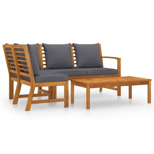 4-osaline akaatsiapuidust aiadiivanikomplekt patjadega, tumehall, laud 100 x 50 cm – 2