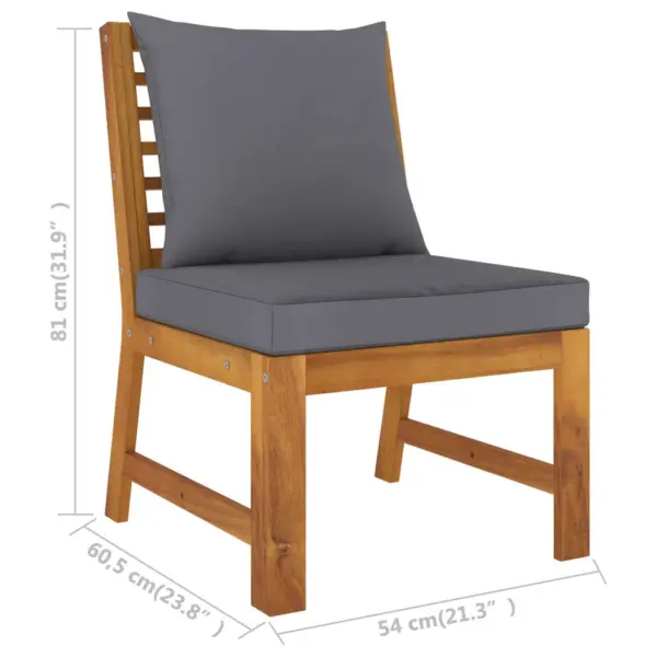 4-osaline akaatsiapuidust aiadiivanikomplekt patjadega, tumehall, laud 100 x 50 cm – 11