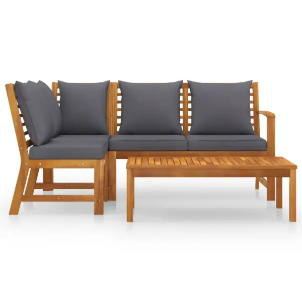 4-osaline akaatsiapuidust aiadiivanikomplekt patjadega, tumehall, laud 100 x 50 cm – 3