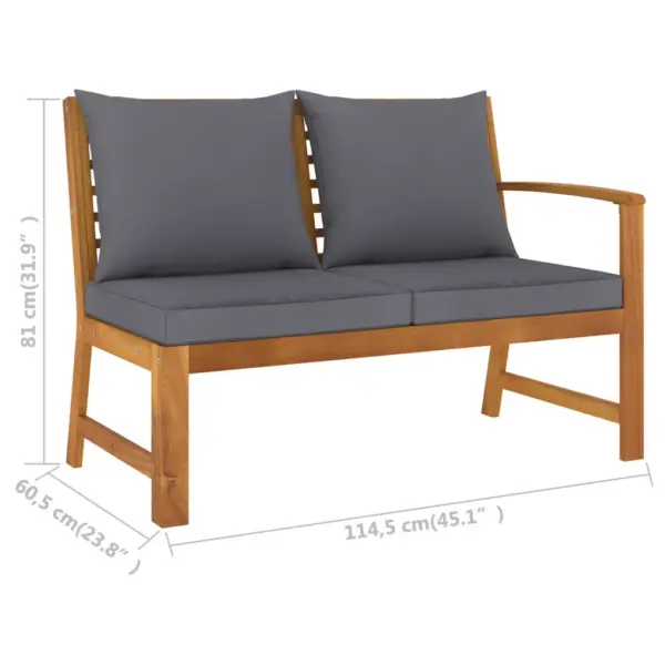 4-osaline akaatsiapuidust aiadiivanikomplekt patjadega, tumehall, laud 100 x 50 cm – 9