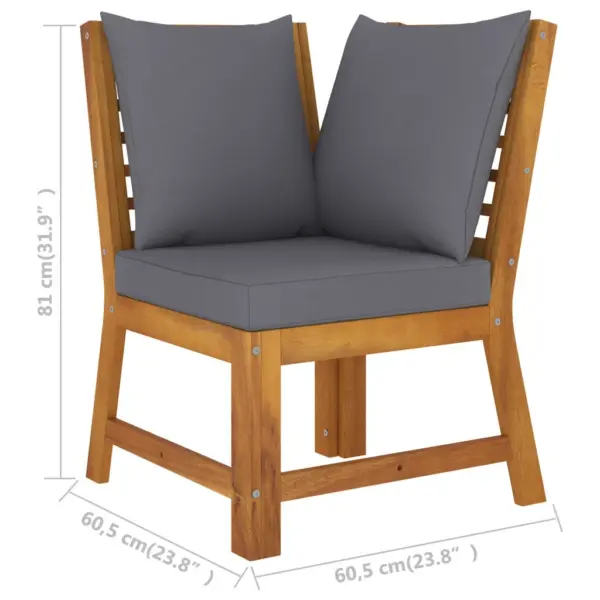 4-osaline akaatsiapuidust aiadiivanikomplekt patjadega, tumehall, laud 100 x 50 cm – 10
