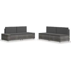 4-osaline modulaarne aiamööbli komplekt, polürotang, hall ja antratsiithall, patjadega