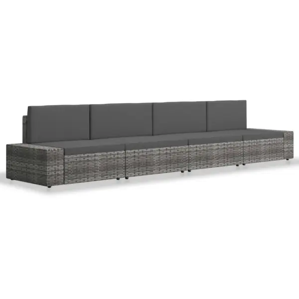 4-osaline modulaarne aiamööbli komplekt, polürotang, hall ja antratsiithall, patjadega – 2