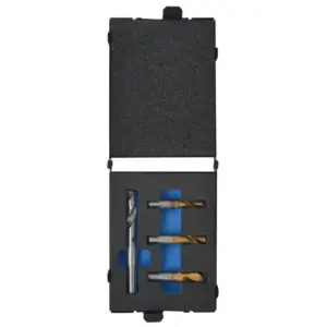 4-osaline HSS punktkeevituse puuriotsakute komplekt, 6,5–10 mm, kohvriga