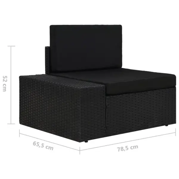 4-osaline modulaarne polürotangist aiadiivanite komplekt patjadega, must – 12