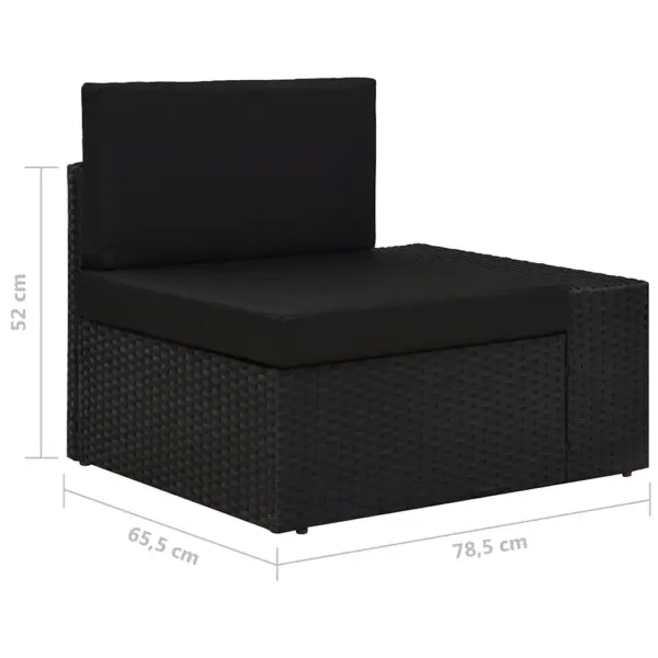 4-osaline modulaarne polürotangist aiadiivanite komplekt patjadega, must – 13
