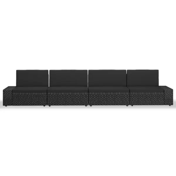 4-osaline modulaarne polürotangist aiadiivanite komplekt patjadega, must – 3