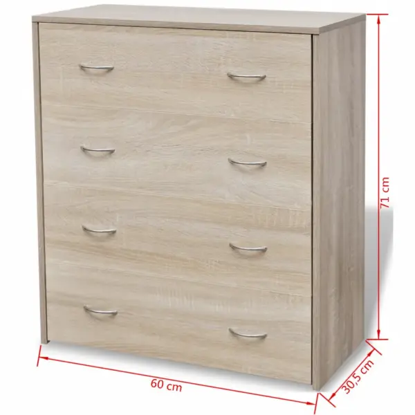 4 sahtliga tammevärvi kummut, tehispuit ja MDF, 60 x 30,5 x 71 cm – 6