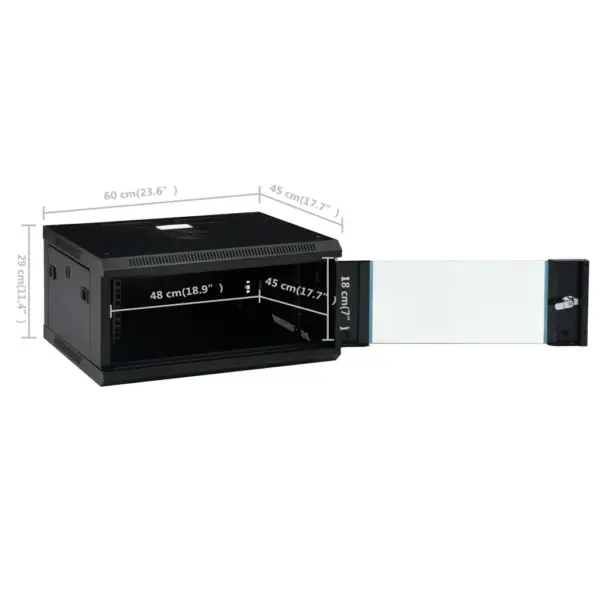 4U seinale paigaldatav 19-tolline võrgukapp IP20, must, 600 x 450 x 285 mm – 9