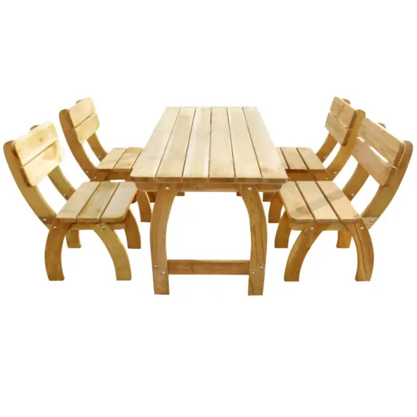 5-osaline aiamööbli komplekt, immutatud männipuit, pruun, laud 150 x 74 x 75 cm – 2