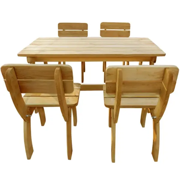5-osaline aiamööbli komplekt, immutatud männipuit, pruun, laud 150 x 74 x 75 cm – 3