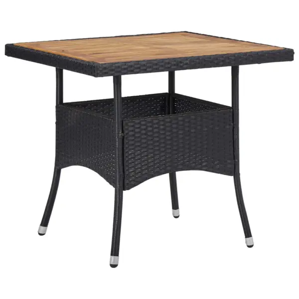 5-osaline aiamööbli komplekt, must polürotang ja akaatsiapuit, laud 80 x 80 cm – 2