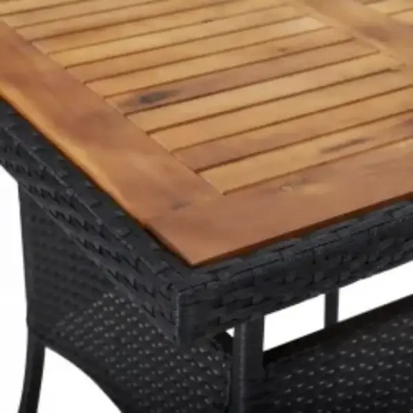 5-osaline aiamööbli komplekt, must polürotang ja akaatsiapuit, laud 80 x 80 cm – 5