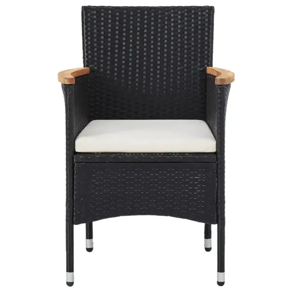 5-osaline aiamööbli komplekt, must polürotang ja akaatsiapuit, laud 80 x 80 cm – 7