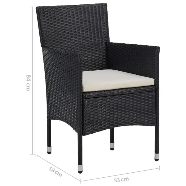 5-osaline aiamööbli komplekt musta polürotangi ja akaatsiapuidust lauaga, laud 80 x 80 cm – 12