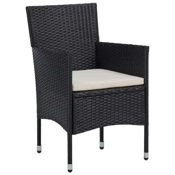 5-osaline aiamööbli komplekt musta polürotangi ja akaatsiapuidust lauaga, laud 80 x 80 cm – 5
