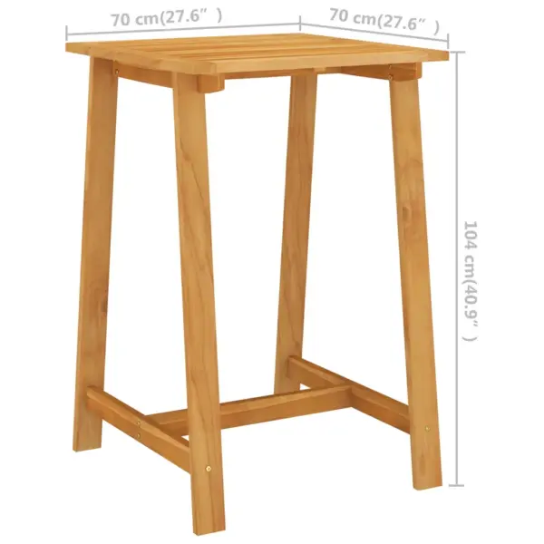 5-osaline akaatsiapuidust aiabaari komplekt, pruun, baarilaud 70 x 70 x 104 cm ja 4 seljatoega baaripukki – 12