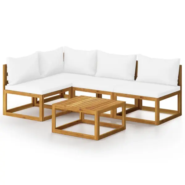 5-osaline modulaarne aiadiivanikomplekt patjadega, kreemjas, akaatsiapuit – 2