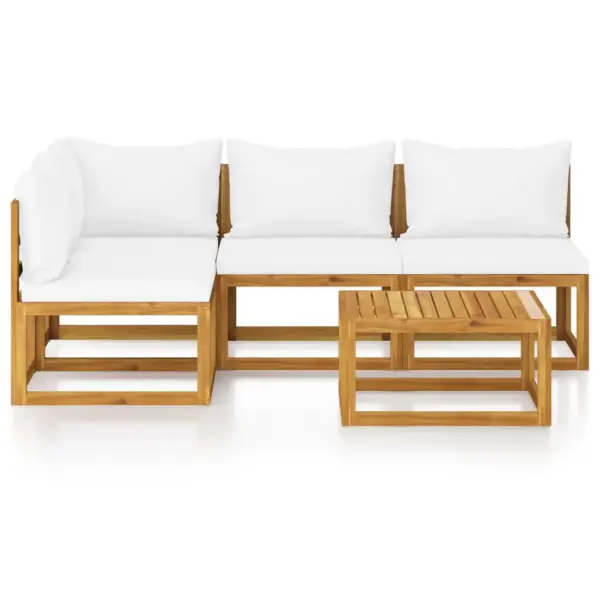 5-osaline modulaarne aiadiivanikomplekt patjadega, kreemjas, akaatsiapuit – 3