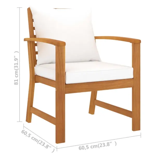 5-osaline akaatsiapuidust aiadiivanikomplekt patjadega, laud 100 x 50 x 33 cm – 8
