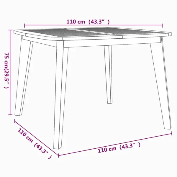 5-osaline akaatsiapuidust aiamööbli komplekt, pruun, laud 110 x 110 cm – 12