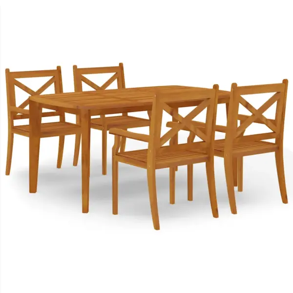 5-osaline akaatsiapuidust aiamööbli komplekt liistdisainiga, pruun, laud 160 x 90 cm – 2