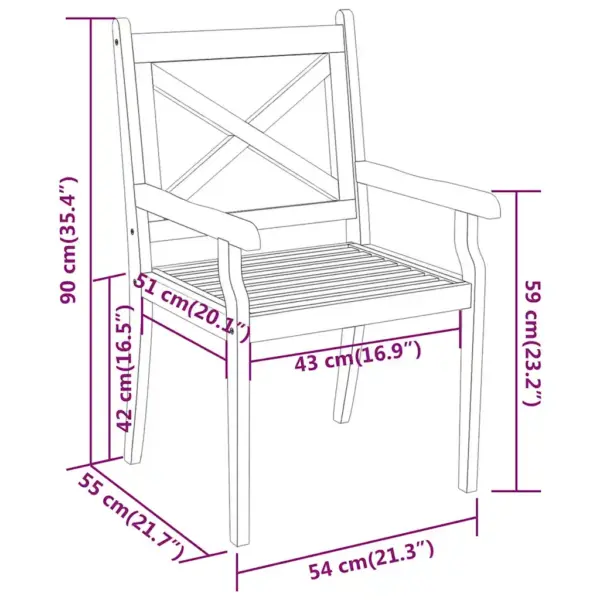 5-osaline akaatsiapuidust aiamööbli komplekt liistdisainiga, pruun, laud 160 x 90 cm – 10