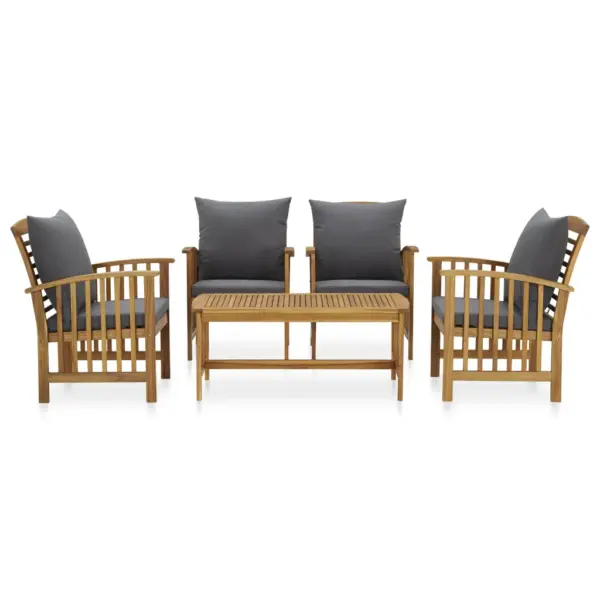 5-osaline akaatsiapuidust aiamööbli komplekt patjadega, laud 102 x 50 x 43 cm – 2