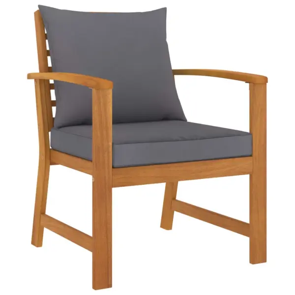 5-osaline aiamööbli komplekt patjadega, akaatsiapuit, tumehall, laud 100 x 50 cm – 4