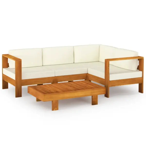 5-osaline akaatsiapuidust nurgaga aiamööbli komplekt patjadega, laud 100 x 60 cm – 2