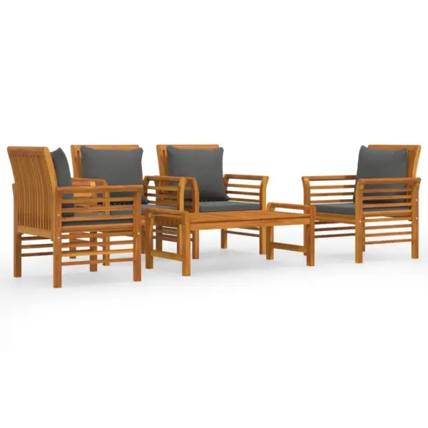 5-osaline akaatsiapuidust aiamööbli komplekt patjadega, pruun, laud 100 x 50 x 50 cm – 2