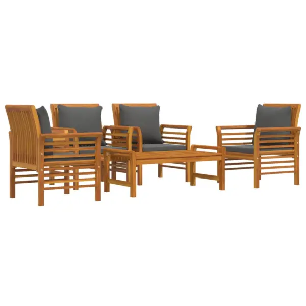 5-osaline akaatsiapuidust aiamööbli komplekt patjadega, pruun, laud 100 x 50 x 50 cm – 3