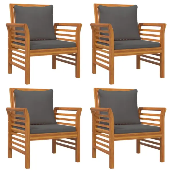 5-osaline akaatsiapuidust aiamööbli komplekt patjadega, pruun, laud 100 x 50 x 50 cm – 6