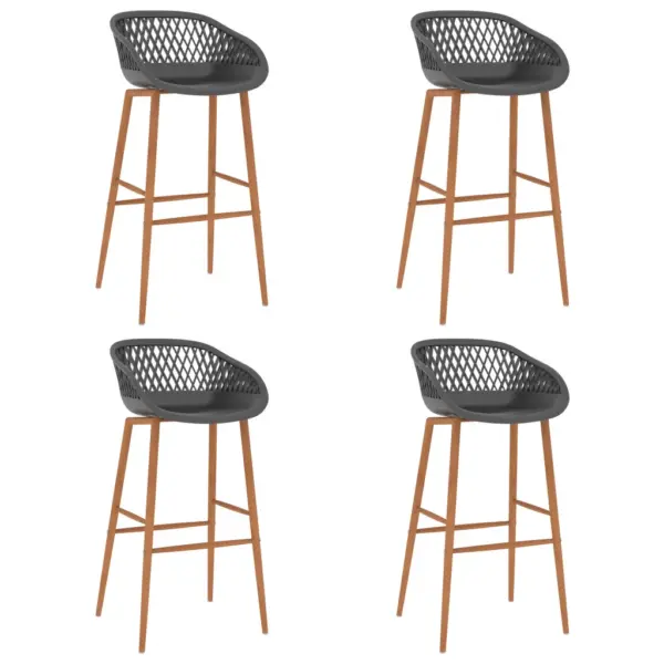 5-osaline baarikomplekt musta MDF-baarilaua ja hallide PP-baaripukkidega, 120 x 60 x 105 cm – 6
