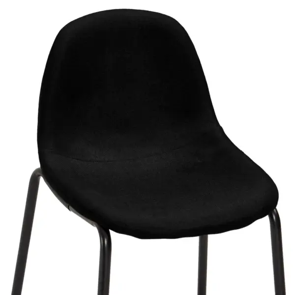 5-osaline baarikomplekt lauaga, mustad kangast baaritoolid, valge lauaplaat – 7