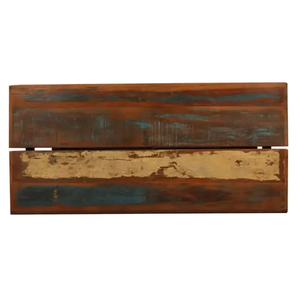 5-osaline baarikomplekt taastatud puidust lauaga ja ehtsa nahaga toolid, mitmevärviline, laud 150 x 70 x 107 cm – 3