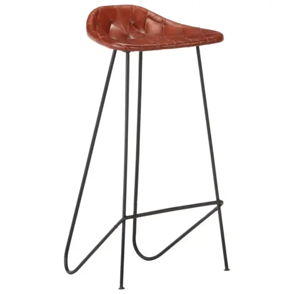 5-osaline baarikomplekt taastatud puidust lauaga ja ehtsa nahaga toolid, mitmevärviline, laud 150 x 70 x 107 cm – 7