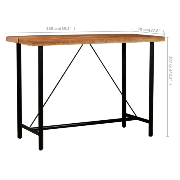 5-osaline baarikomplekt taastatud puidust lauaga ja ehtsa nahaga toolid, mitmevärviline, laud 150 x 70 x 107 cm – 9