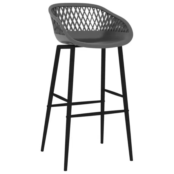 5-osaline baarikomplekt, valge MDF baarilaud ja hallid PP-baaripukid – 7