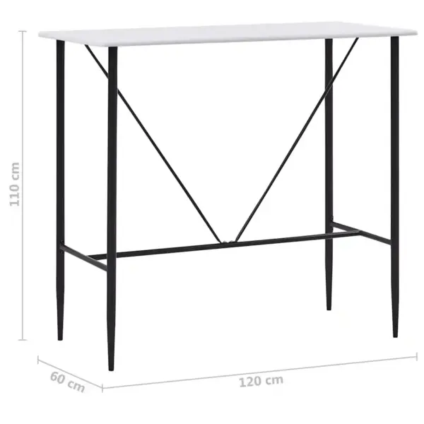 5-osaline baarikomplekt valge lauaga ja mustade plastist baaritoolidega, 120 x 60 x 110 cm – 13