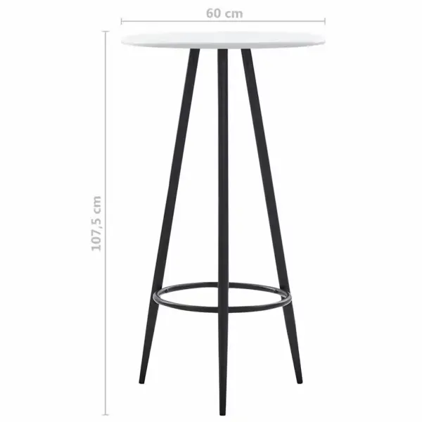 5-osaline baarikomplekt valge ümara lauaga ja mustade plastist baaritoolidega, laud 60 x 107,5 cm – 11