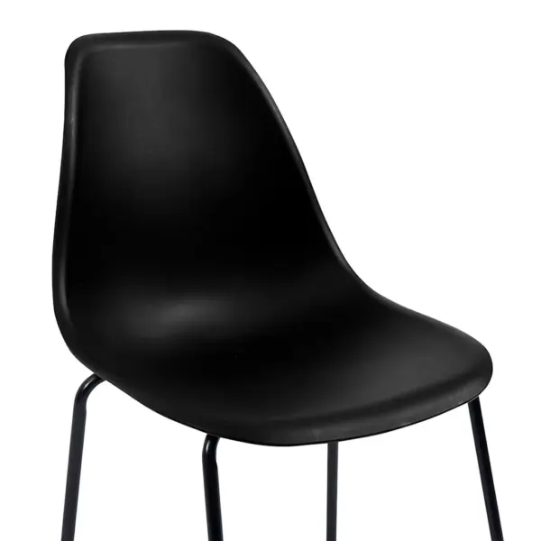 5-osaline baarikomplekt valge ümara lauaga ja mustade plastist baaritoolidega, laud 60 x 107,5 cm – 10