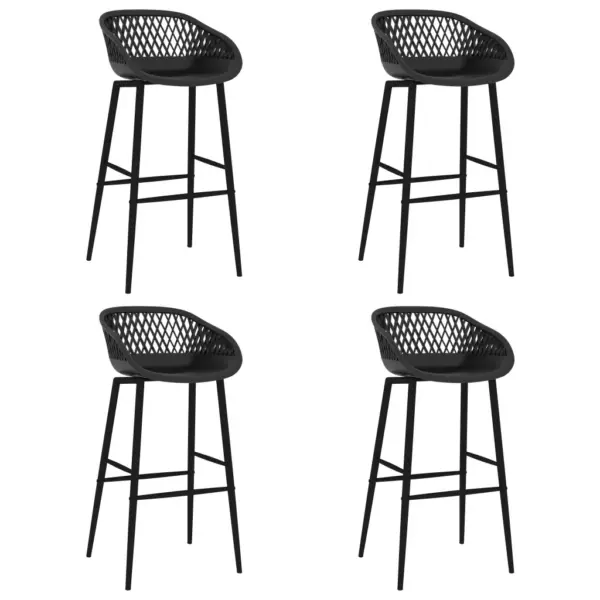 5-osaline baarikomplekt, valge MDF-baarilaud ja mustad baaripukid – 6