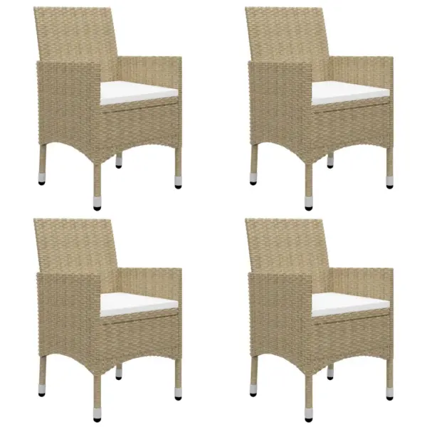 5-osaline aiamööbli komplekt, beež polürotang, klaasplaadiga laud, 4 tugitooli patjadega – 6