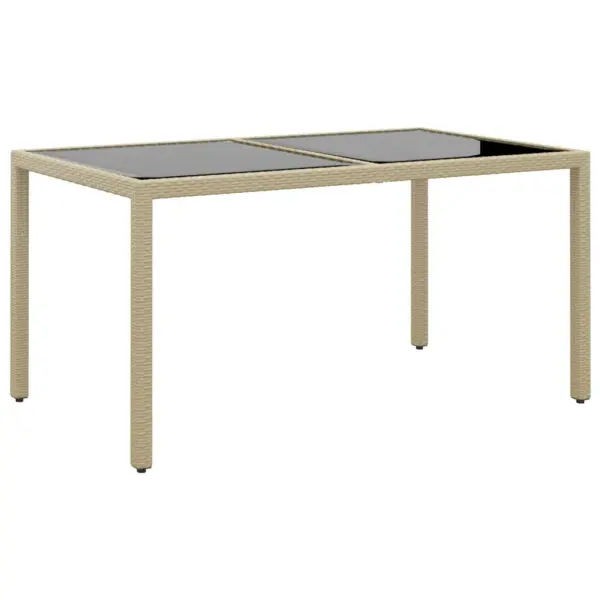 5-osaline beež polürotangist aiamööbli komplekt, klaasplaadiga laud 150 x 90 cm – 5