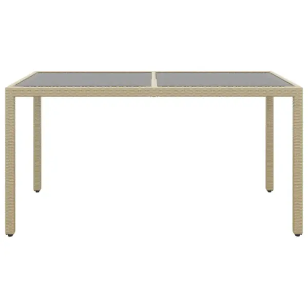 5-osaline beež polürotangist aiamööbli komplekt, klaasplaadiga laud 150 x 90 cm – 6